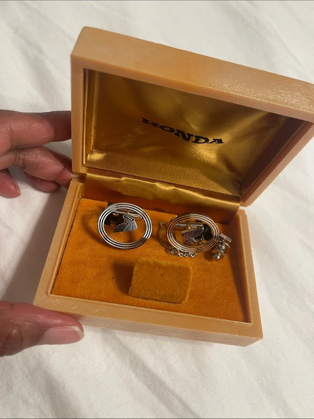 Vintage Honda (Motorcycle) Silver Wing Logo Cufflink and Tie Pin Set